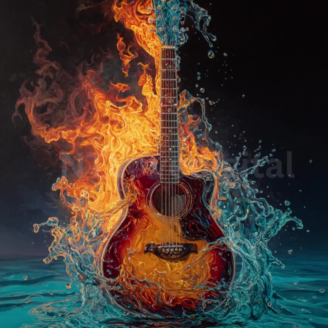 1080x1080 Guitar in Fire and Water