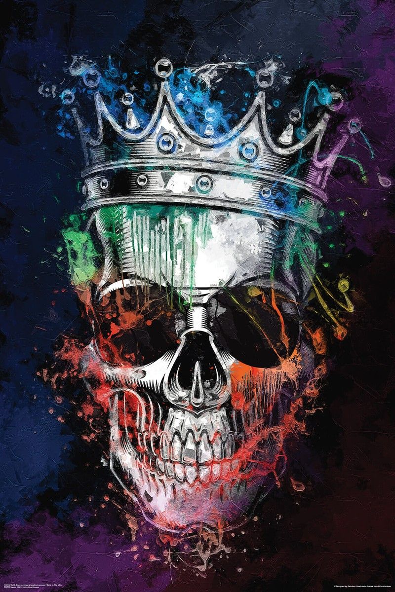 800x1200 SKULL CROWN ART POSTER 24x36