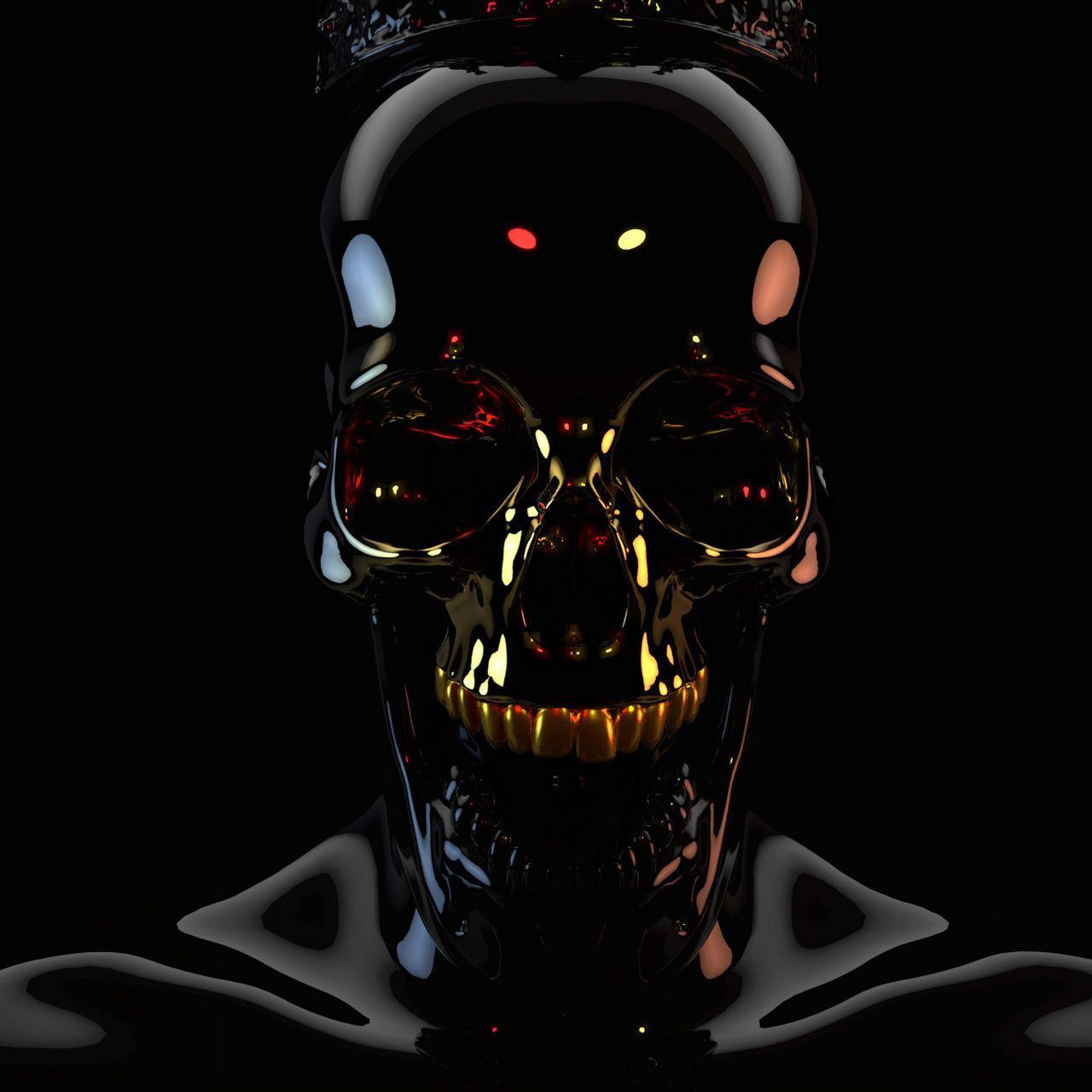 1280x1280 Download wallpaper 1280x1280 skull, black, dark, crown, 3D ipad, ipad ipad mini for parallax HD background