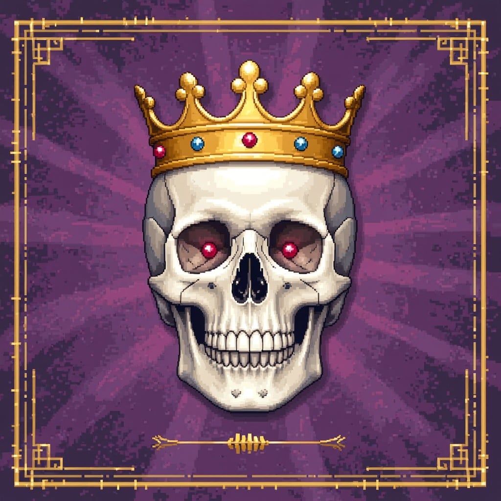1024x1024 Free Pixel King Skull Image, Crown, Royalty