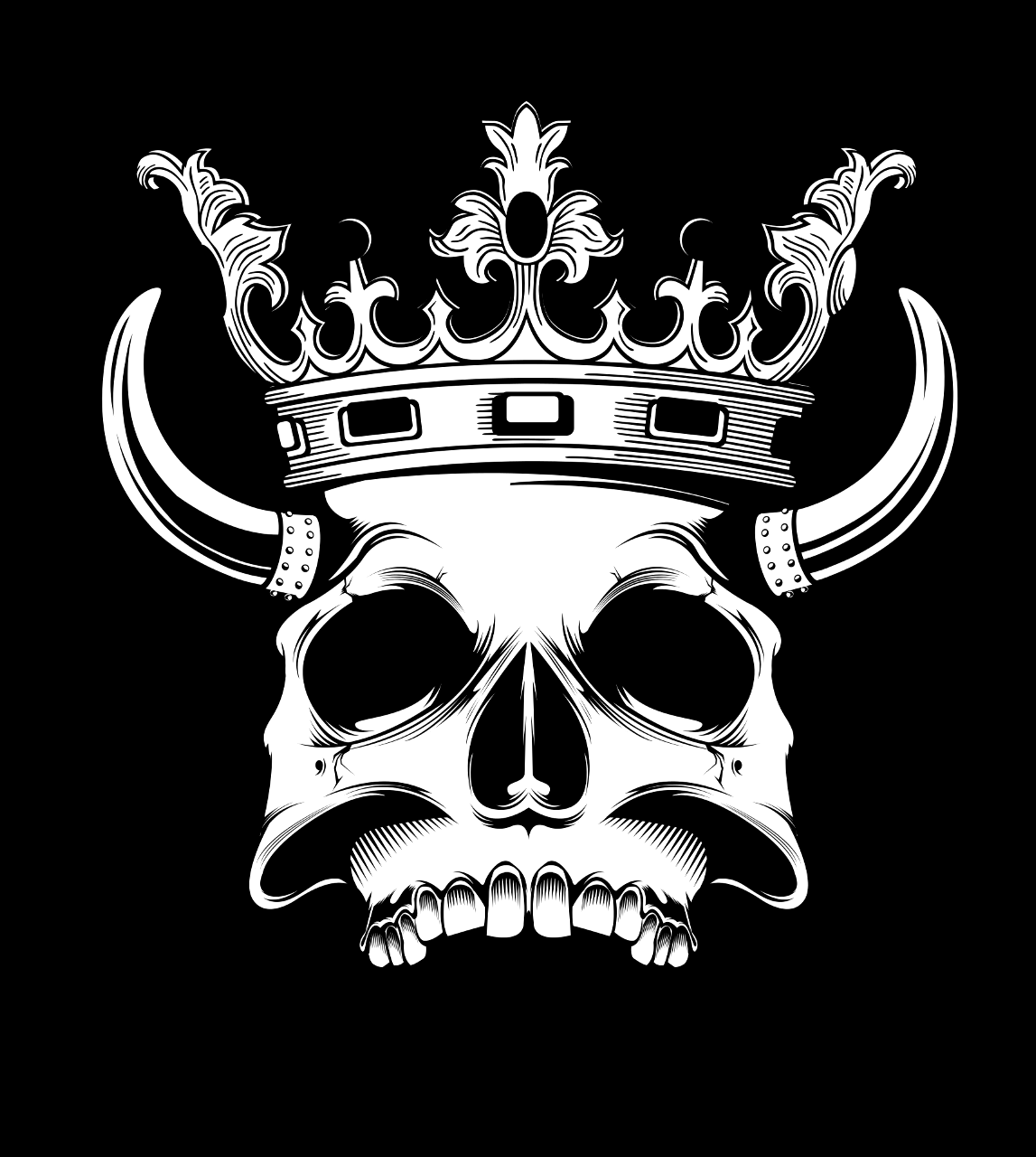 1147x1280 Skull With Horns And Crown Digitally Made Illustrations On