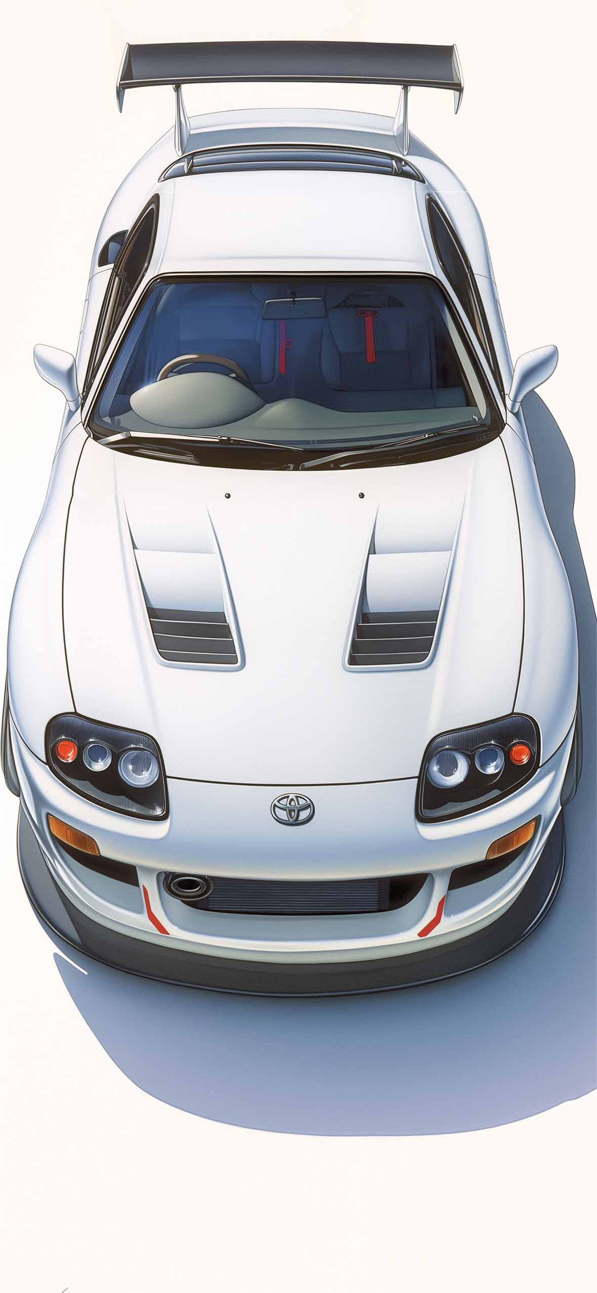 1180x2554 White Toyota Supra Topview Car Wallpaper Wallpaper HD