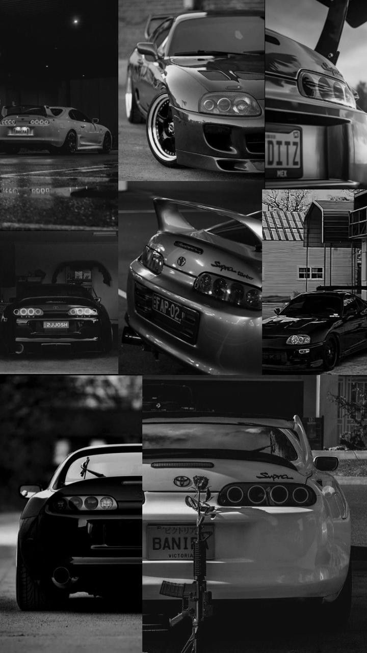 720x1280 Black and White Wallpaper Aesthetic. Fast sports cars, Car wallpaper, Toyota supra mk4