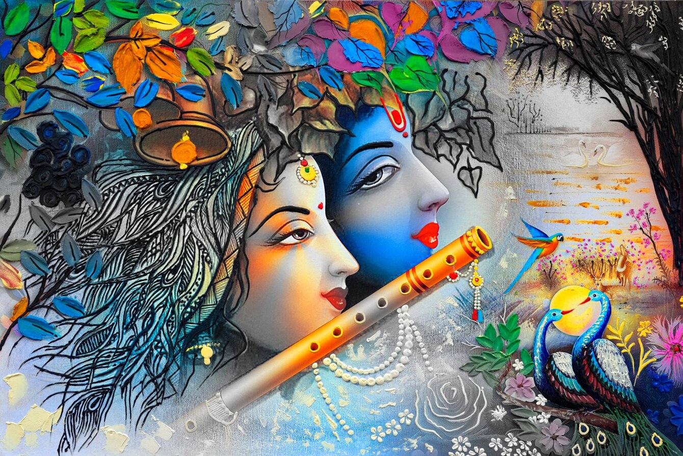 1340x894 Buy Now Radha Krishna Home Wall Decor Peel Stick Spiritual Wallpaper