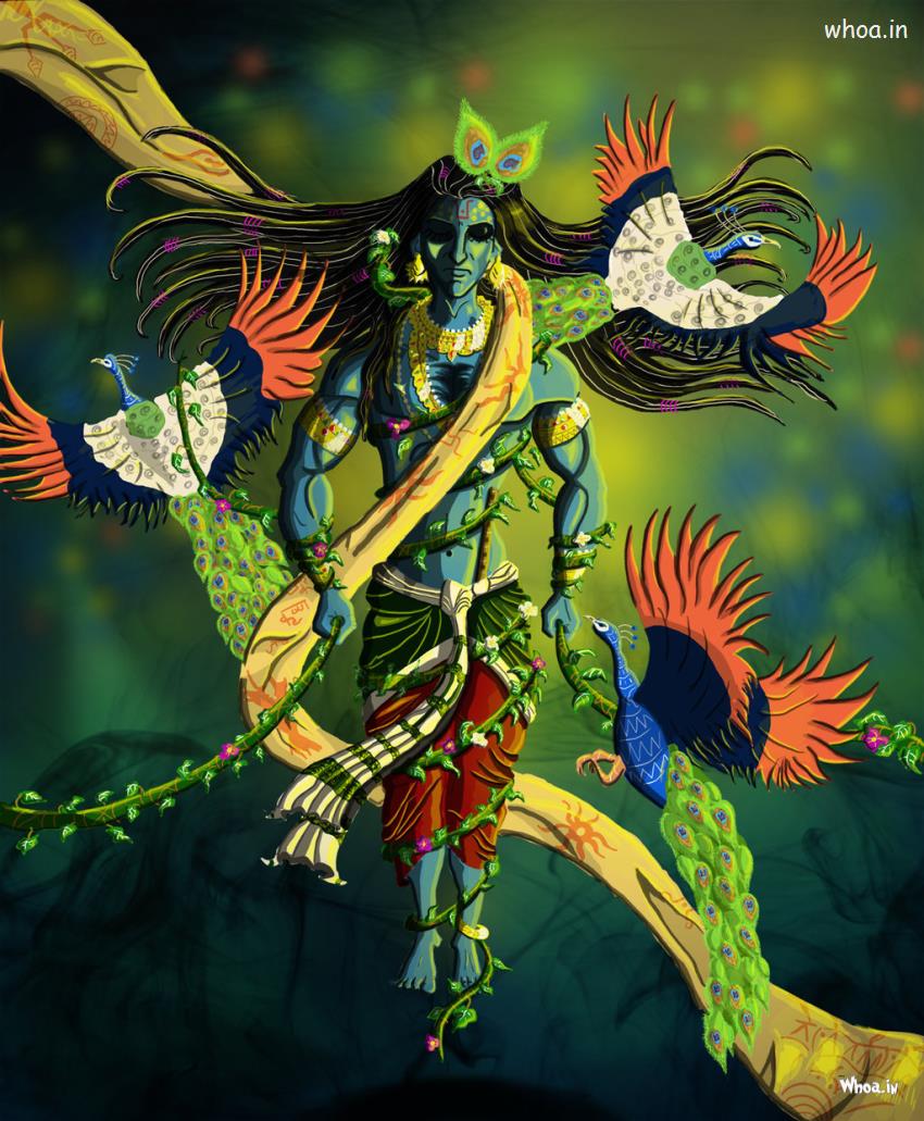 850x1031 Lord Krishna Multicolor Painting HD Image