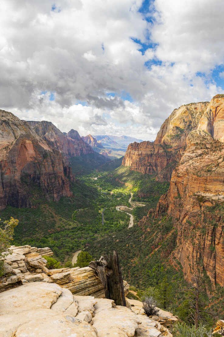 737x1106 View down Zion Canyon from Angels Landing, Zion National Park, Utah, United States of America, North America