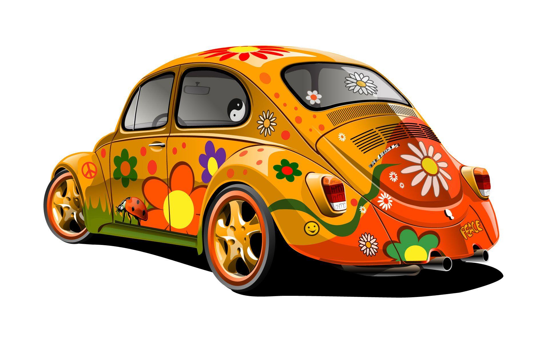 1920x1200 Abstract Flowers Gallery Vector Hippie Vw Beetle Free 399754