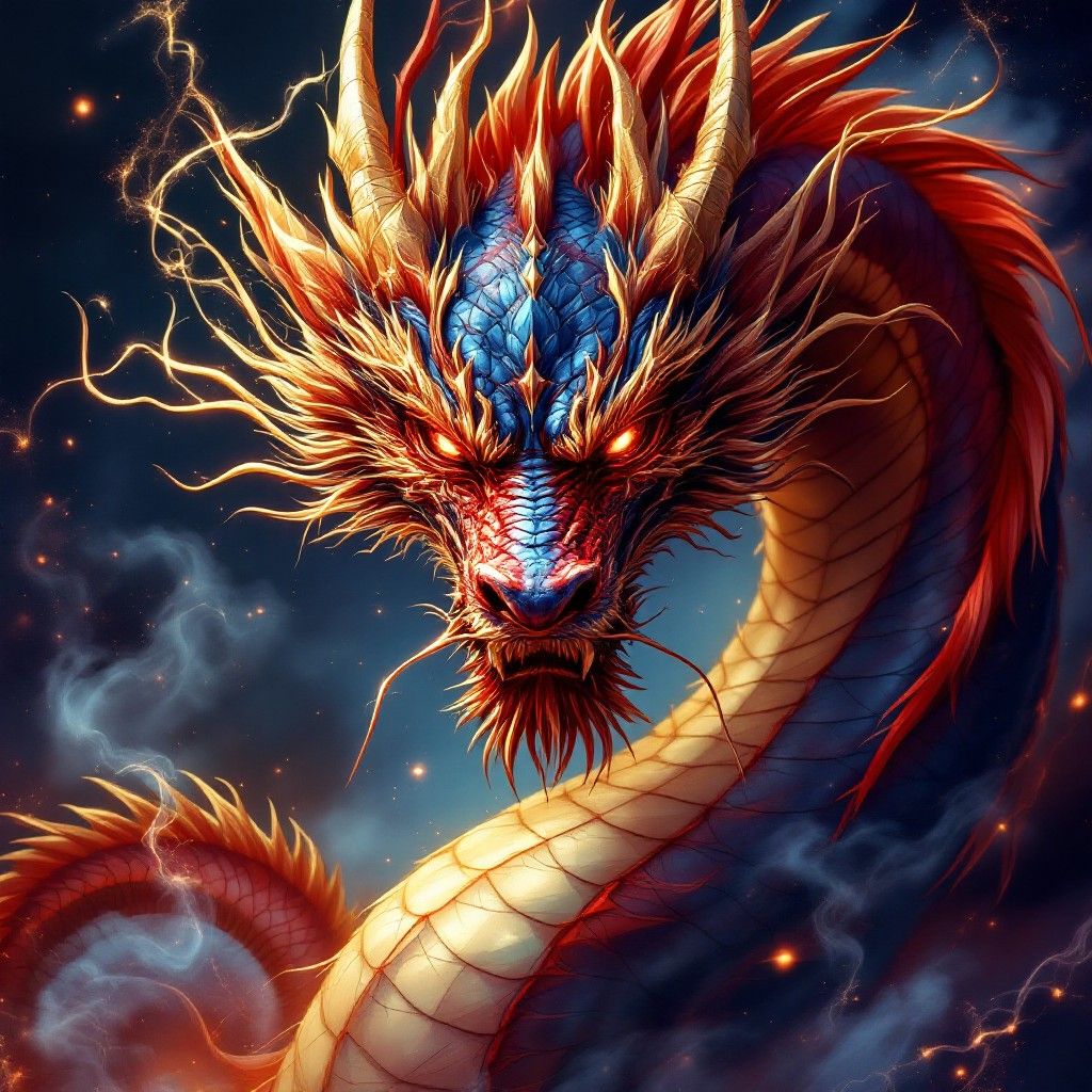 1024x1024 Free Crimson Dragon Illustration Image, Anime, Manga