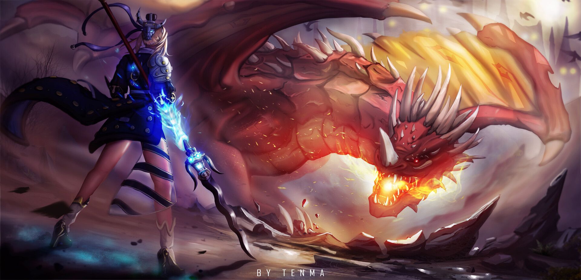 1920x927 Battle between the Crimson Dragon