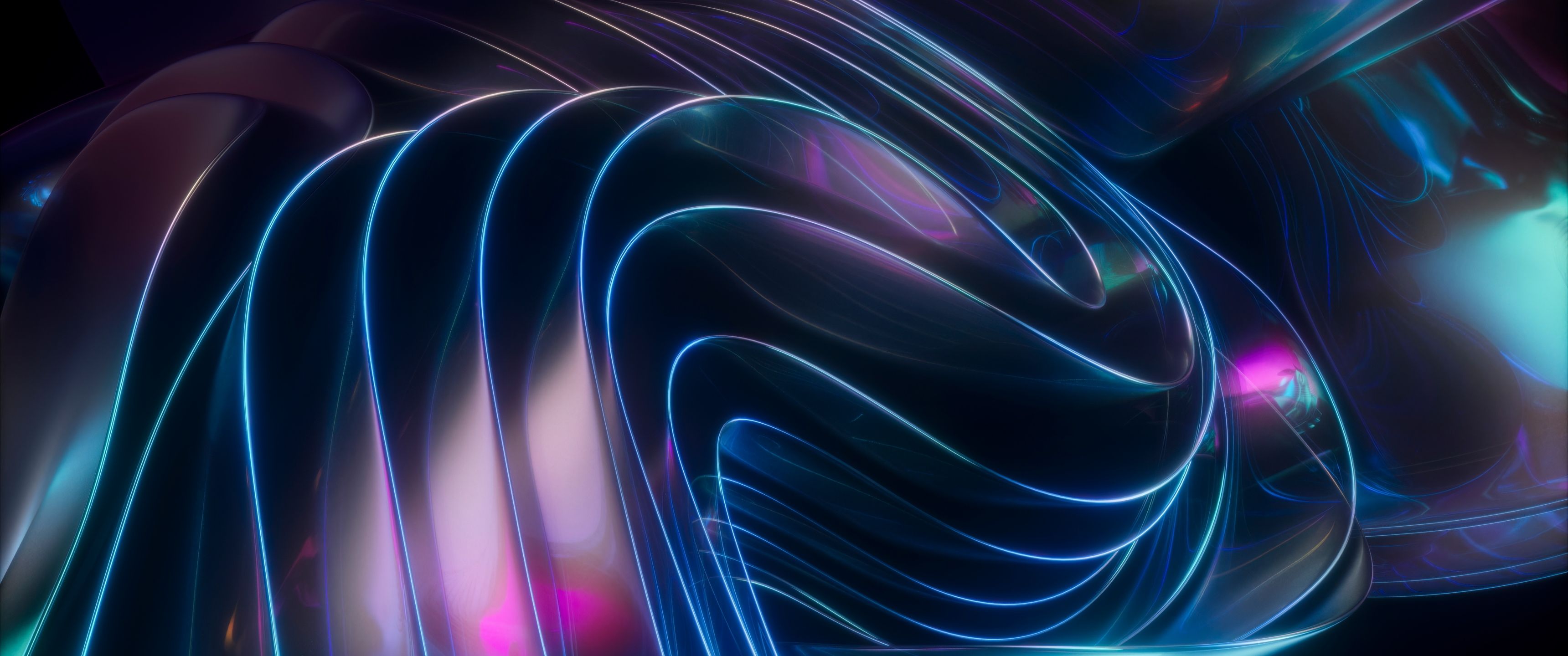 3440x1440 Metallic Wallpaper 4K, Blue abstract, Abstract art