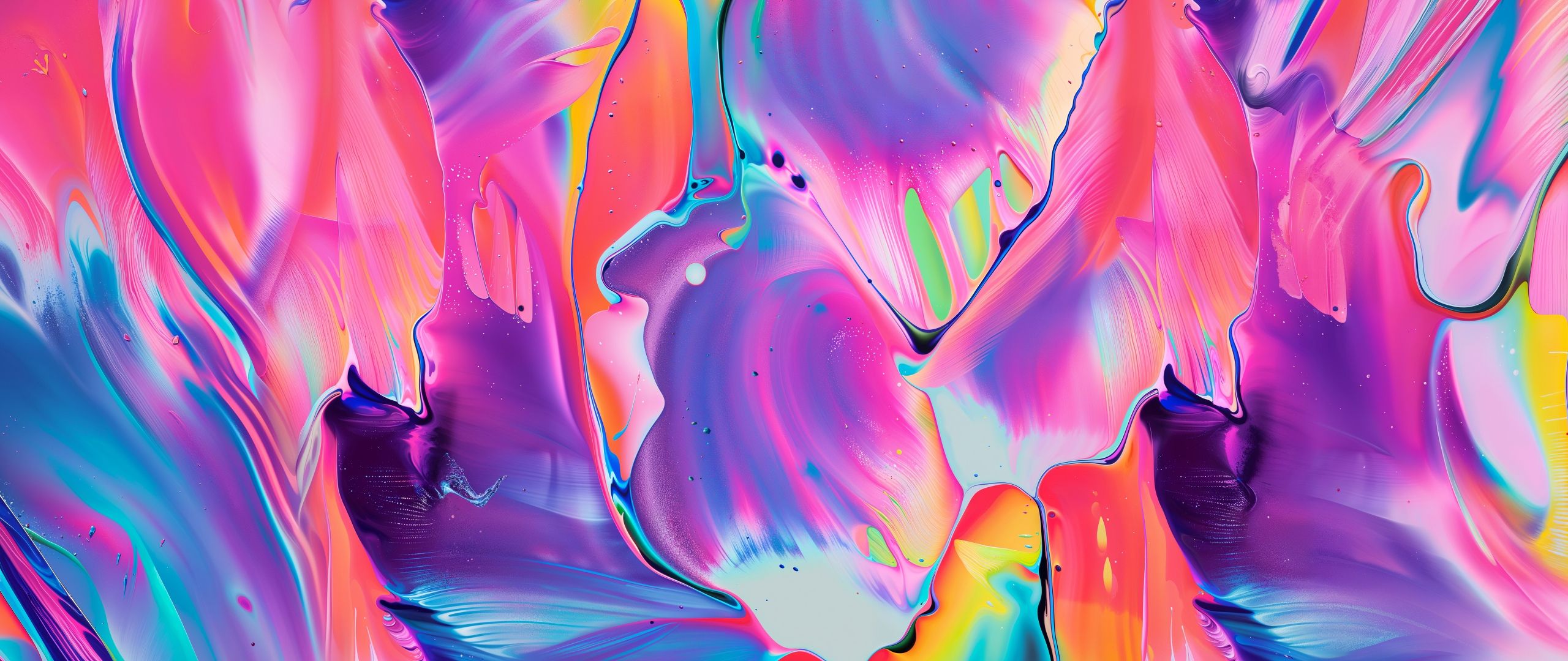 2560x1080 Abstract art Wallpaper 4K, Vibrant, Fluid art, Glossy, 5K