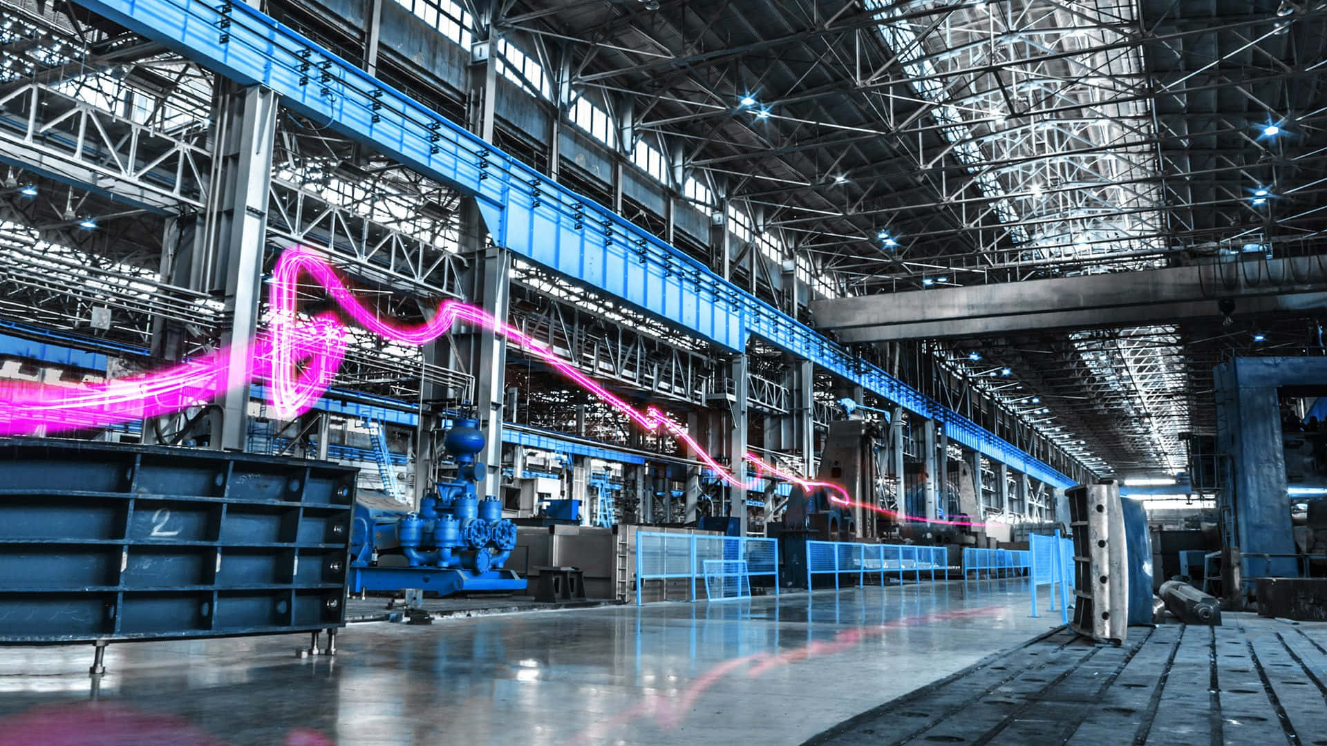 1920x1080 Download A Large Factory With A Pink Light