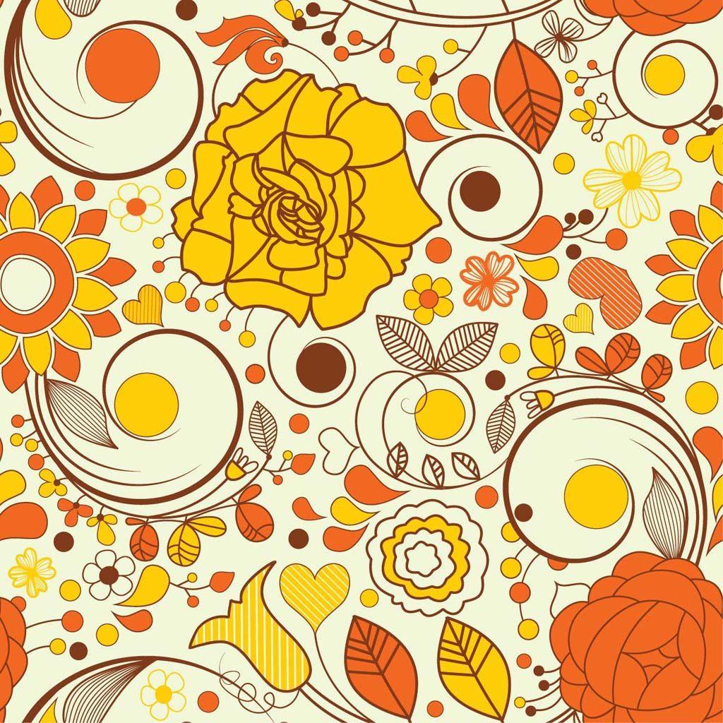 1024x1024 Modern Autumn Pattern. Fall Flowers Clip Art Free. DL