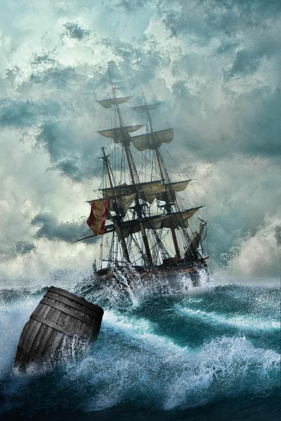 970x1455 Free of Ship Battling Rough Seas. Download Free Image and Free Illustrations