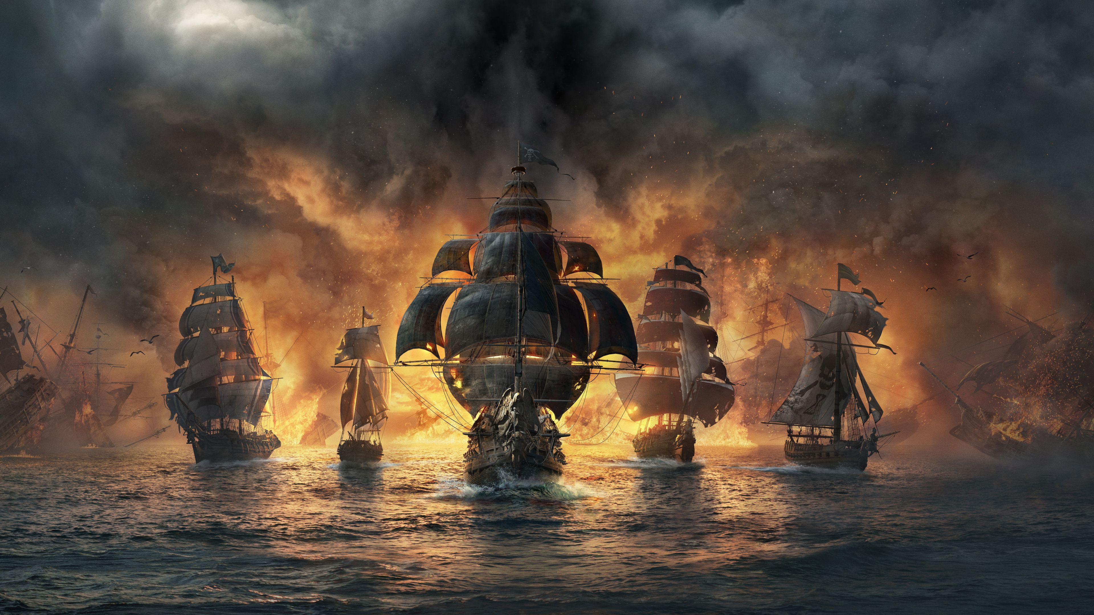 3840x2160 Brown Pirate Ship illustration [3840x2160] (4K)