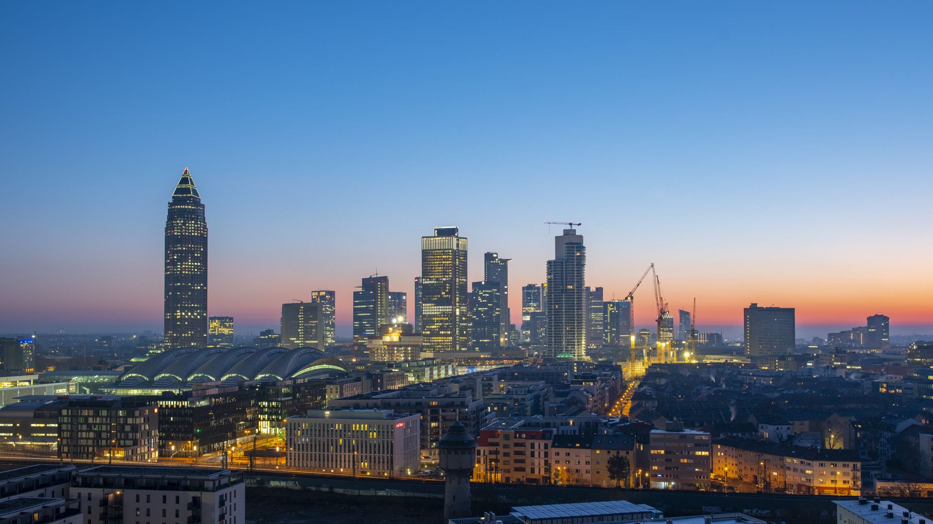 1920x1080 Skyline Frankfurt with Messeturm / Frankfurt