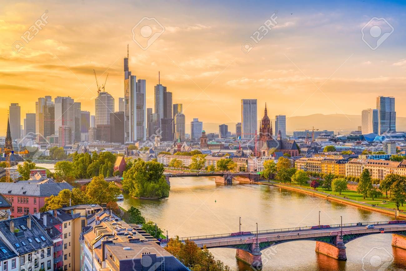 1300x867 Frankfurt, Germany Skyline Over The Main River. , Picture and Royalty Free Image. Image 97808035