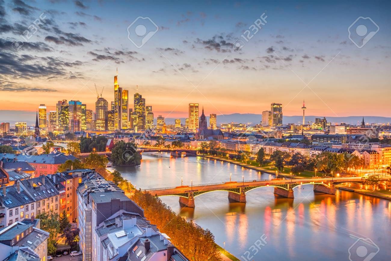 1300x867 Frankfurt, Germany Skyline Over The Main River. , Picture and Royalty Free Image. Image 97808052