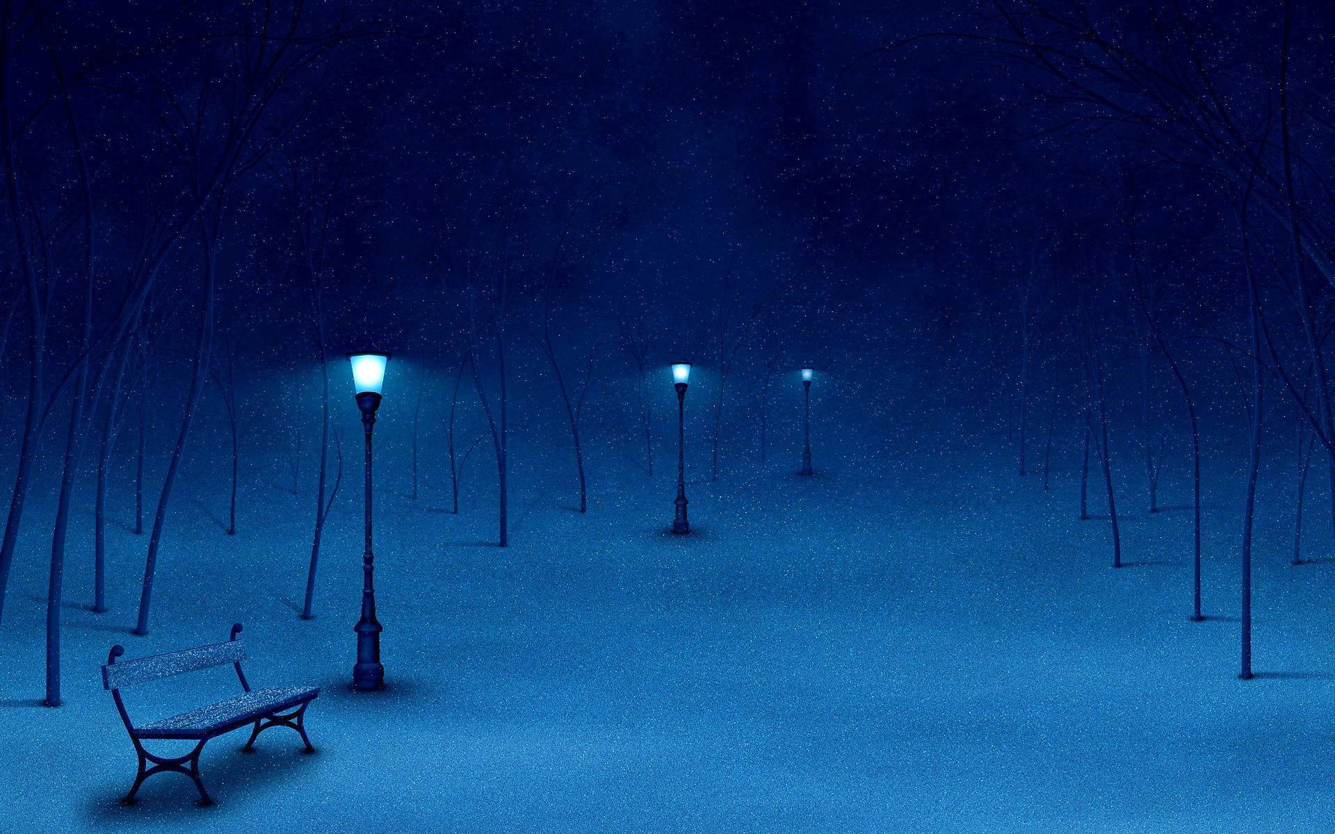 1920x1200 Download Pretty Blue Snowy Quiet Night Wallpaper