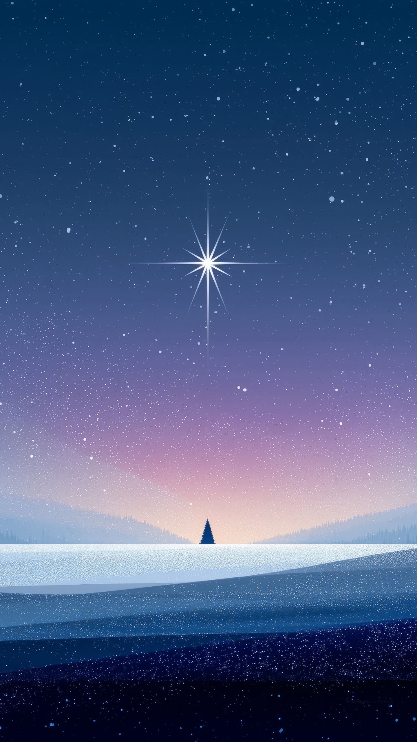 1440x2560 Winter night Wallpaper 4K landscape, Peaceful night