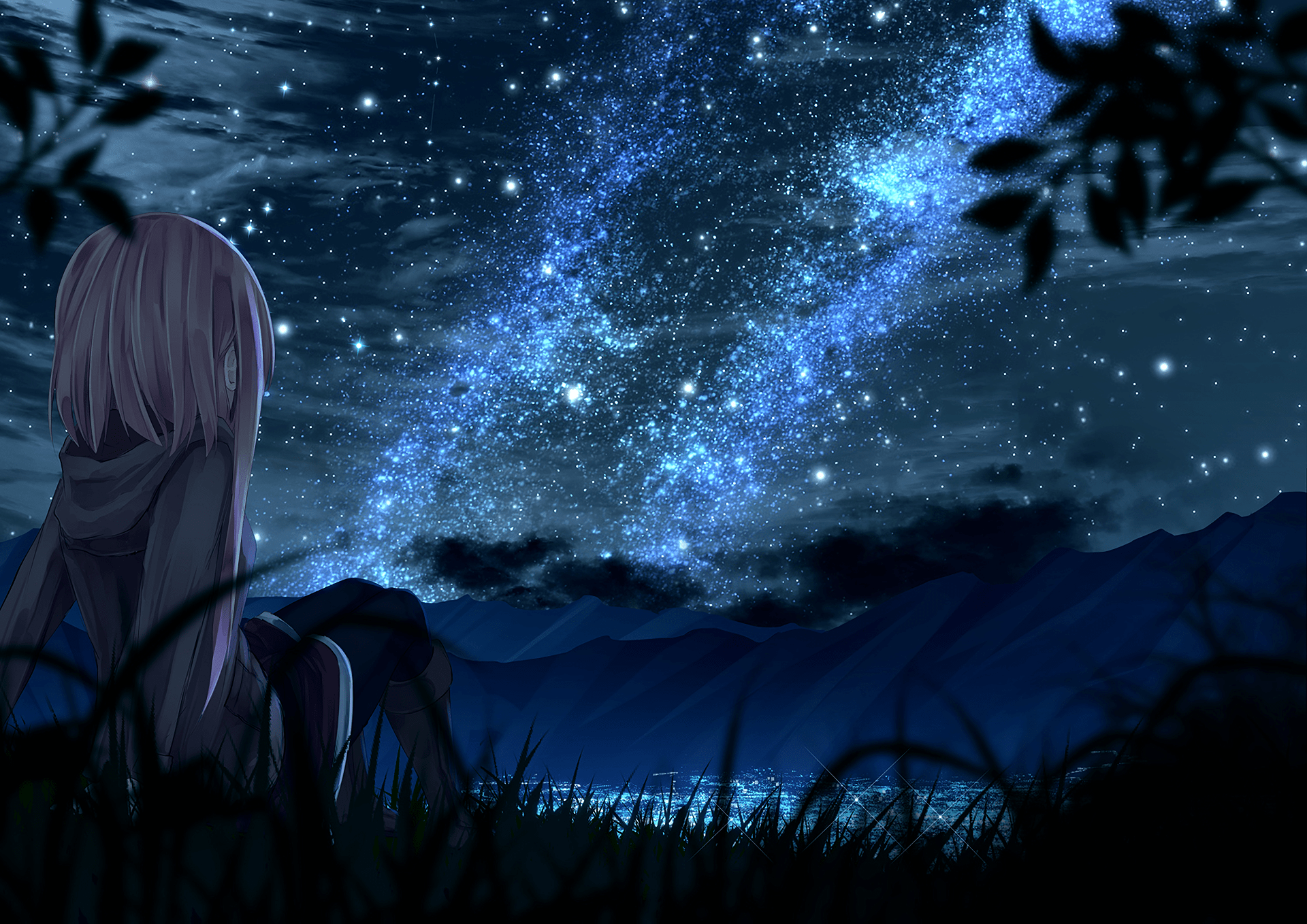 1920x1358 Starlit Serenity Anime Night Wallpaper by チノマロンx1358