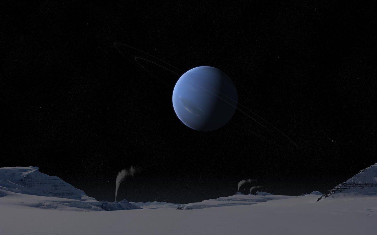 1200x750 A View On Neptune From Its Moon Triton, With Accurate Size And Distance. #space #art By Alpha Element
