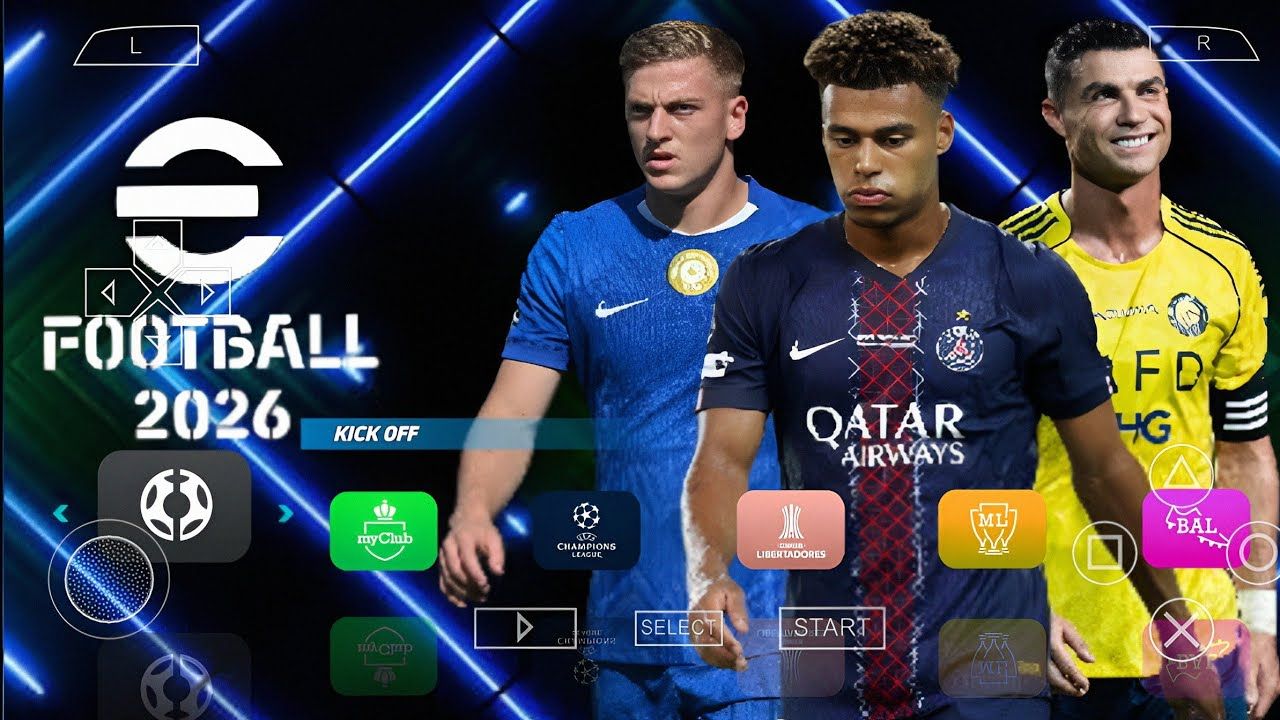 1280x720 EFootball PES 2026 PPSSPP Android Offline Full Update UCL & Leagues Kits 25 26 Season 4K Graphics