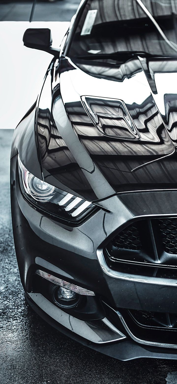 720x1560 Black Mustang Front 4K phone Wallpaper