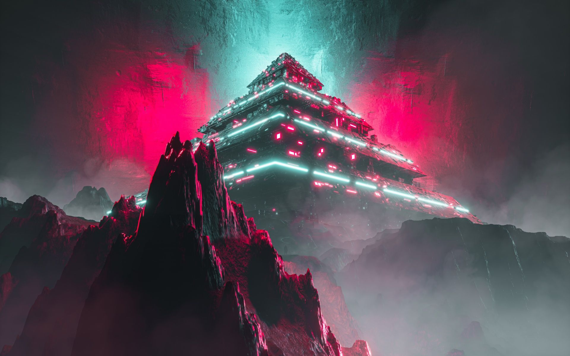 1920x1200 Alien Wallpaper 4K, Pyramid Structure