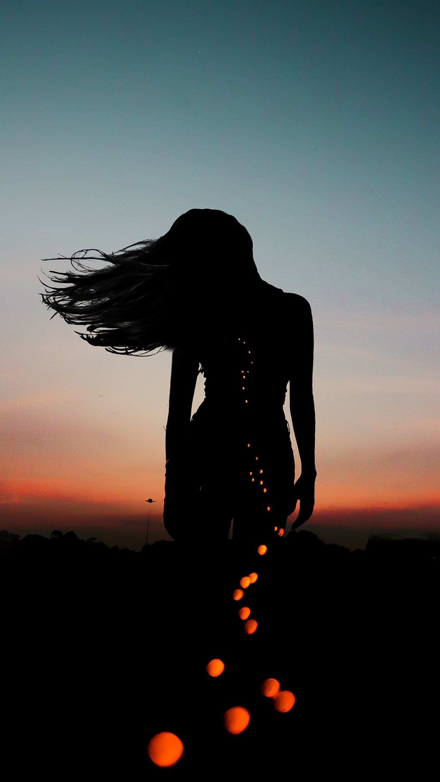 1440x2560 Girl Wallpaper 4K, Aesthetic, Silhouette, Mood