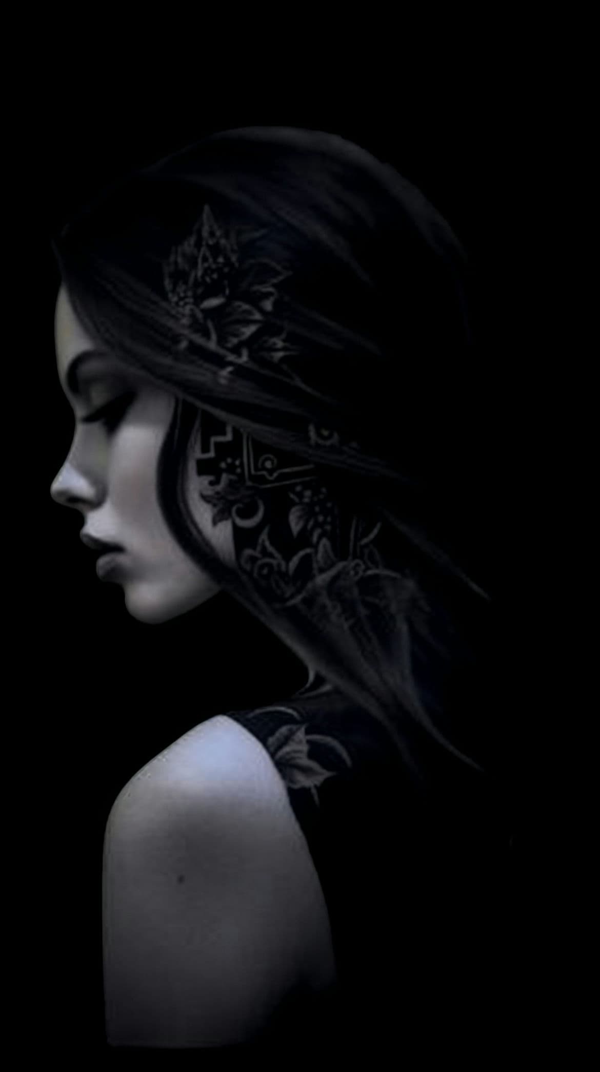 1170x2088 Girl Aesthetic Black Wallpaper