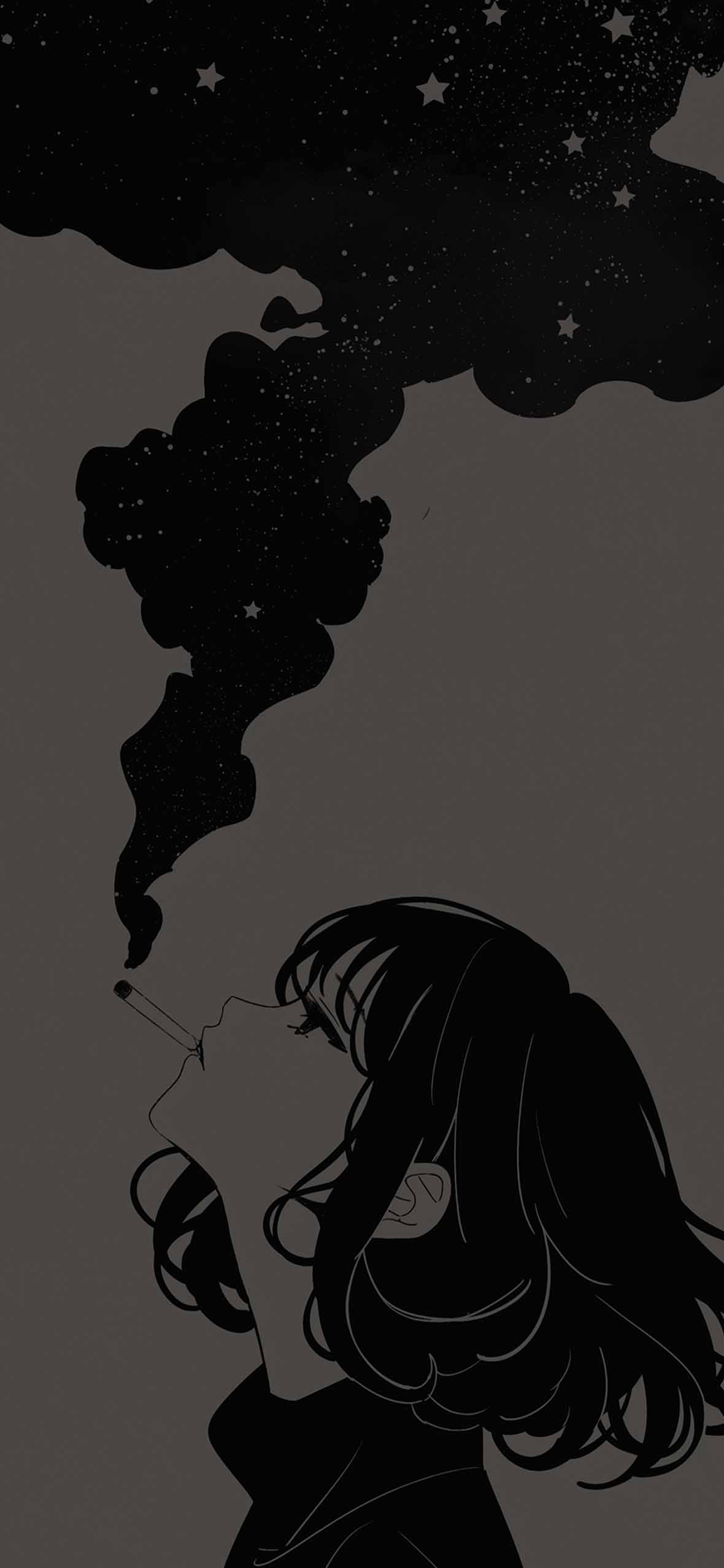 1180x2554 Galaxy Smoke Girl Aesthetic Wallpaper Phone Wallpaper