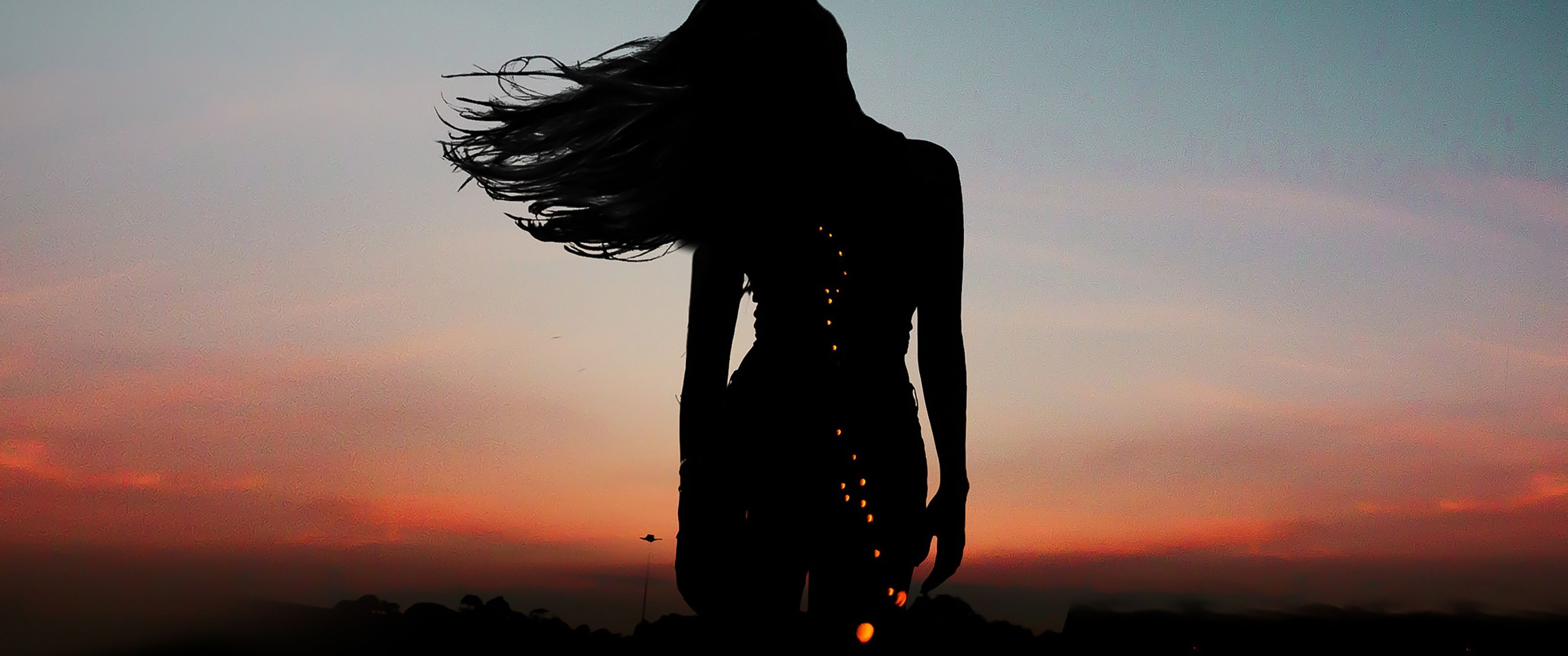 3440x1440 Girl Wallpaper 4K, Aesthetic, Silhouette, Mood