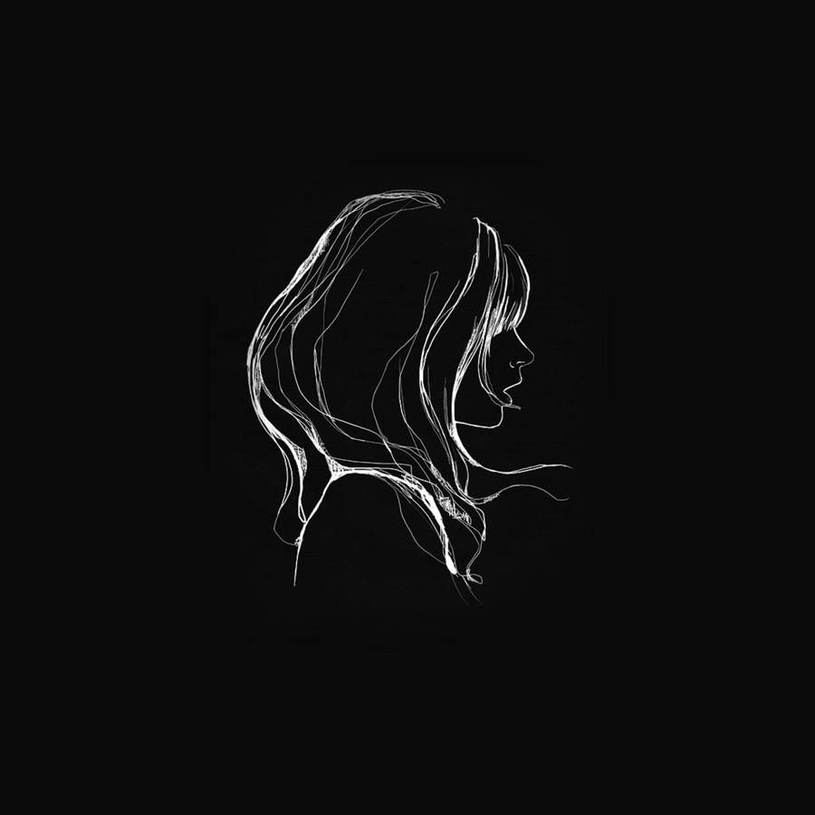 900x900 Download Dark Girl White Outline Wallpaper