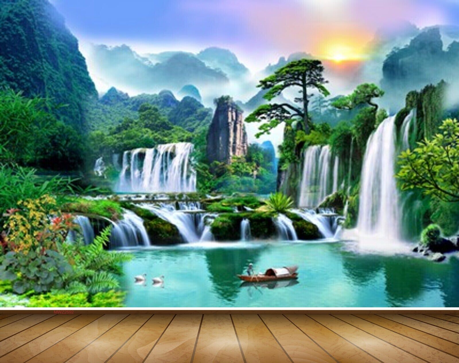 1600x1265 Avikalp MWZ2592 Sun Mountains Waterfalls Flowers River Pond Water Tree