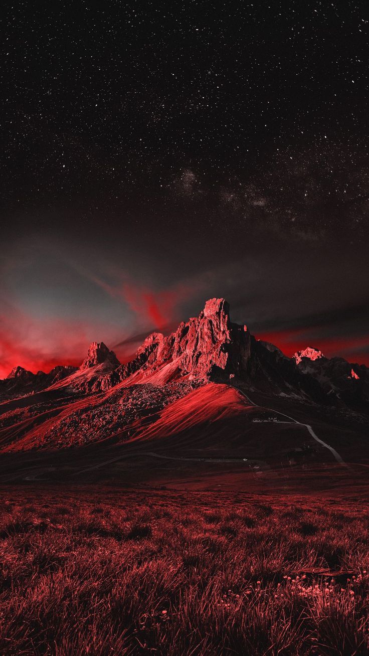 736x1308 Wallpaper mountains, grass, valley, starry sky, stars, night, nature, AI 4K by Svetlanatea. Download wallpaper mountains, grass, valley, starry sky, stars, night, nature for free