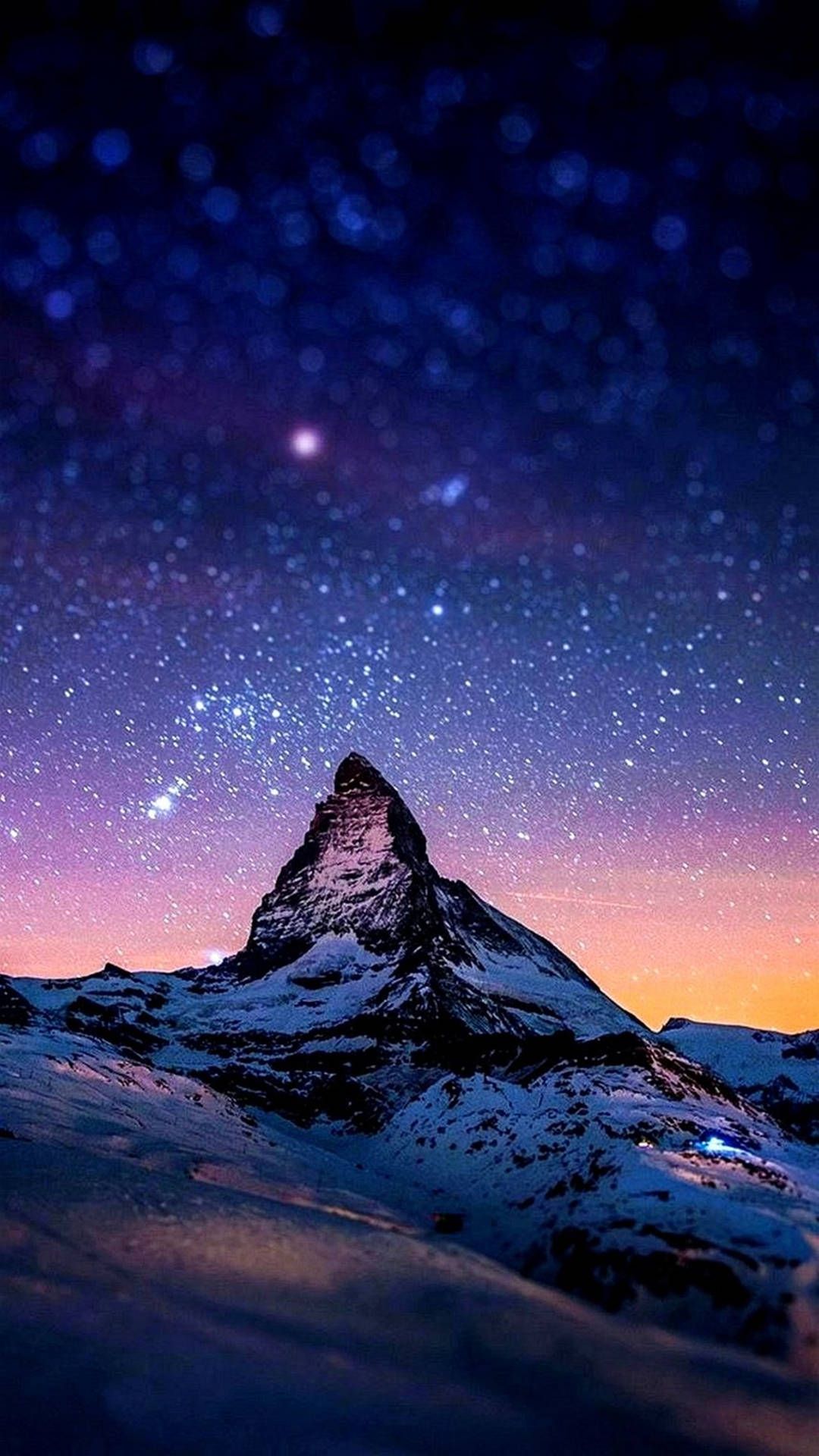 1080x1920 Download A Mountain With Stars And Snow Under The Night Sky Wallpaper