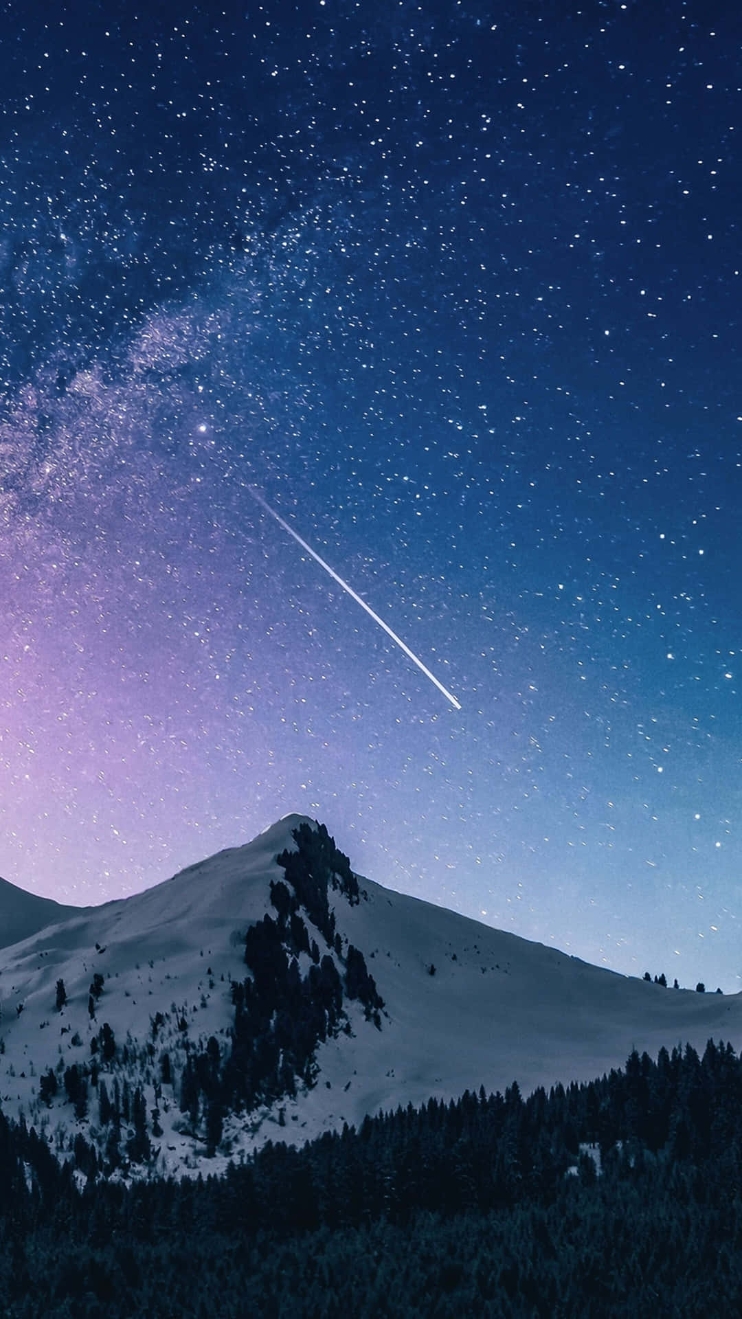 1080x1920 Download Star Sky With Snowy Mountain Wallpaper