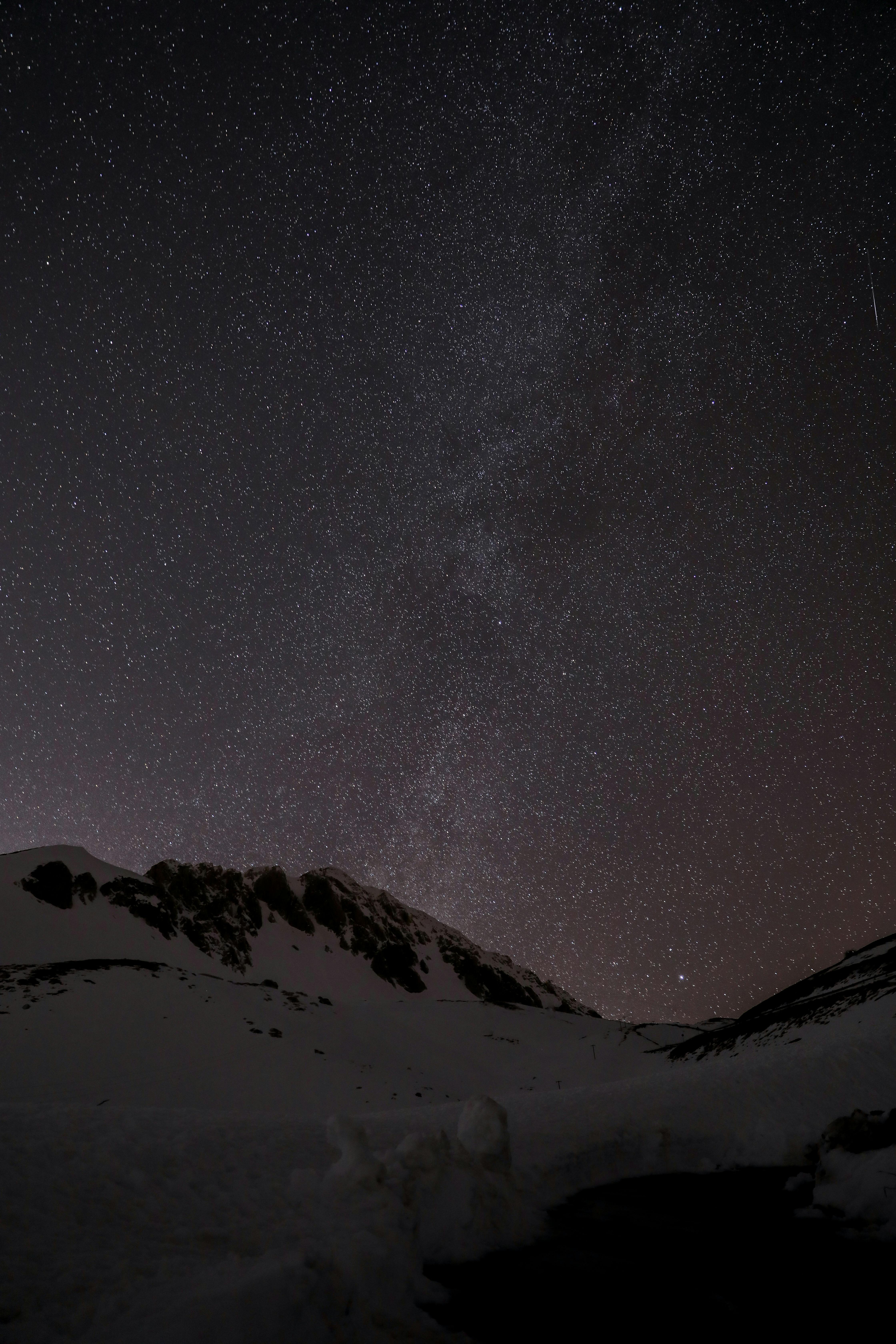 4480x6720 Snow Covered Mountain Under Starry Sky · Free