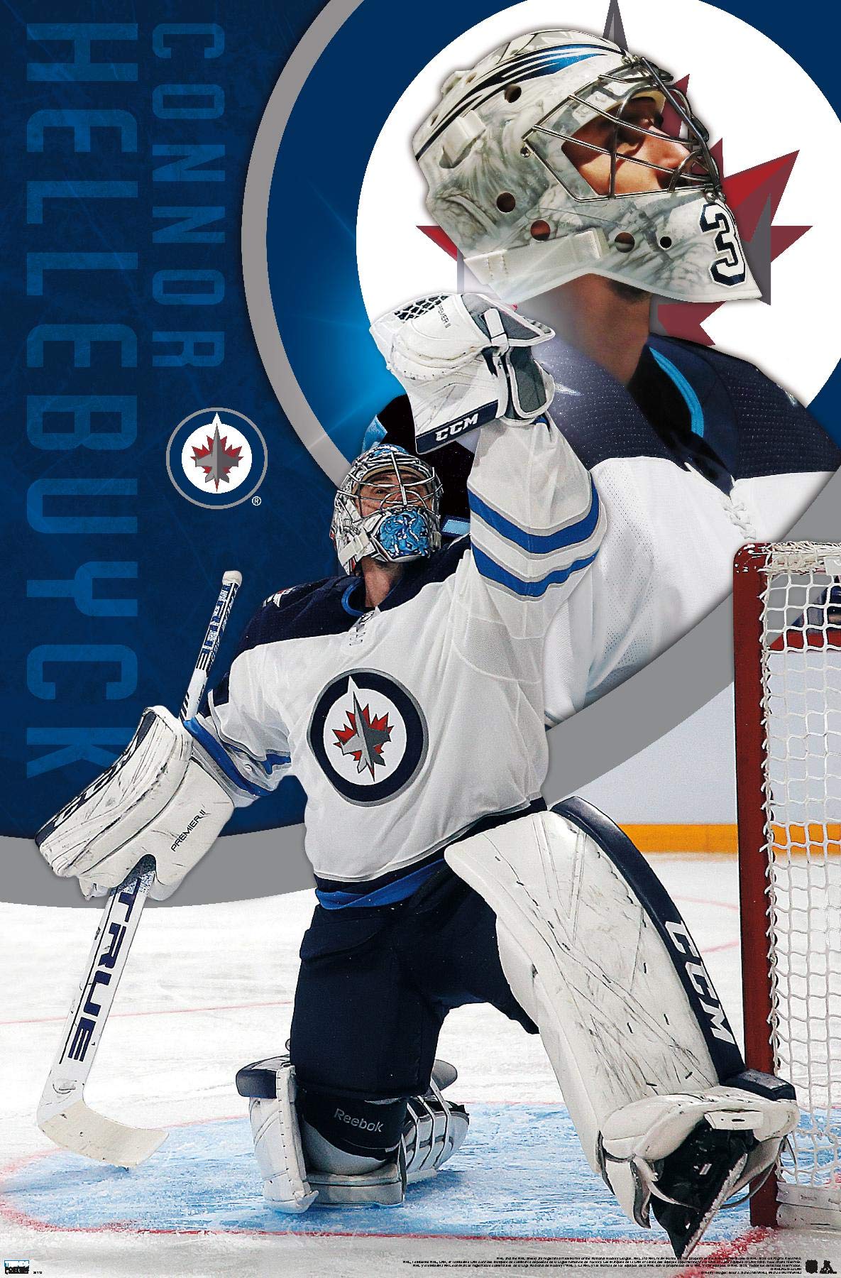 1185x1800 Trends International NHL Winnipeg Jets Hellebuyck 20 Wall Poster, 34L x 22.4W, Unframed Version : Sports & Outdoors