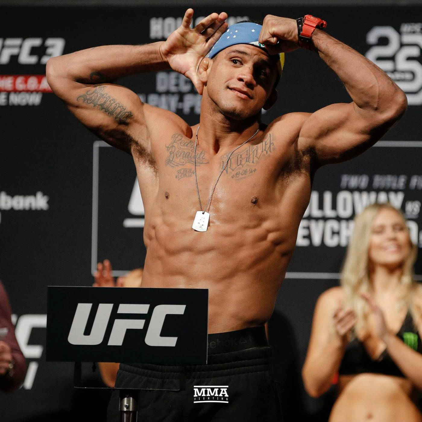 1400x1400 Download Gilbert Burns Posing And Showing Muscles Wallpaper