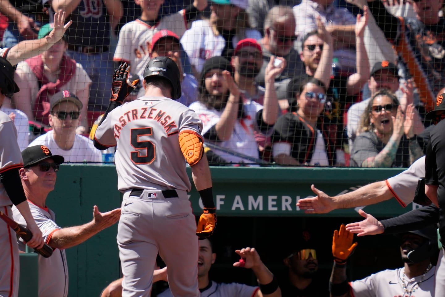 1440x960 Carl Yastrzemski visited his grandson, Mike, before Thursday's game, then Mike hit a home run as the Giants beat the Red Sox