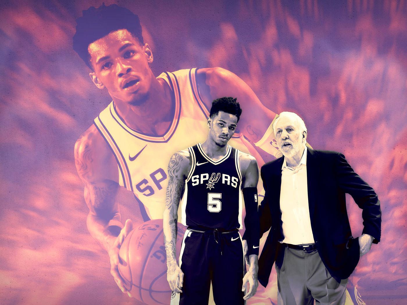 1400x1050 Download Dejounte Murray With Gregg Popovich Wallpaper