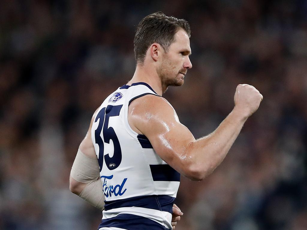1024x768 Geelong thrash Lions in AFL preliminary for Grand Final spot aided by Patrick Dangerfield's career best form
