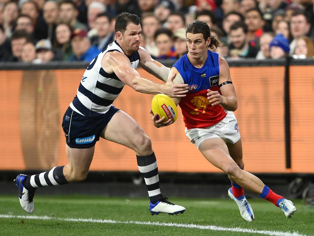 1024x768 Geelong thrash Lions in AFL preliminary for Grand Final spot aided by Patrick Dangerfield's career best form