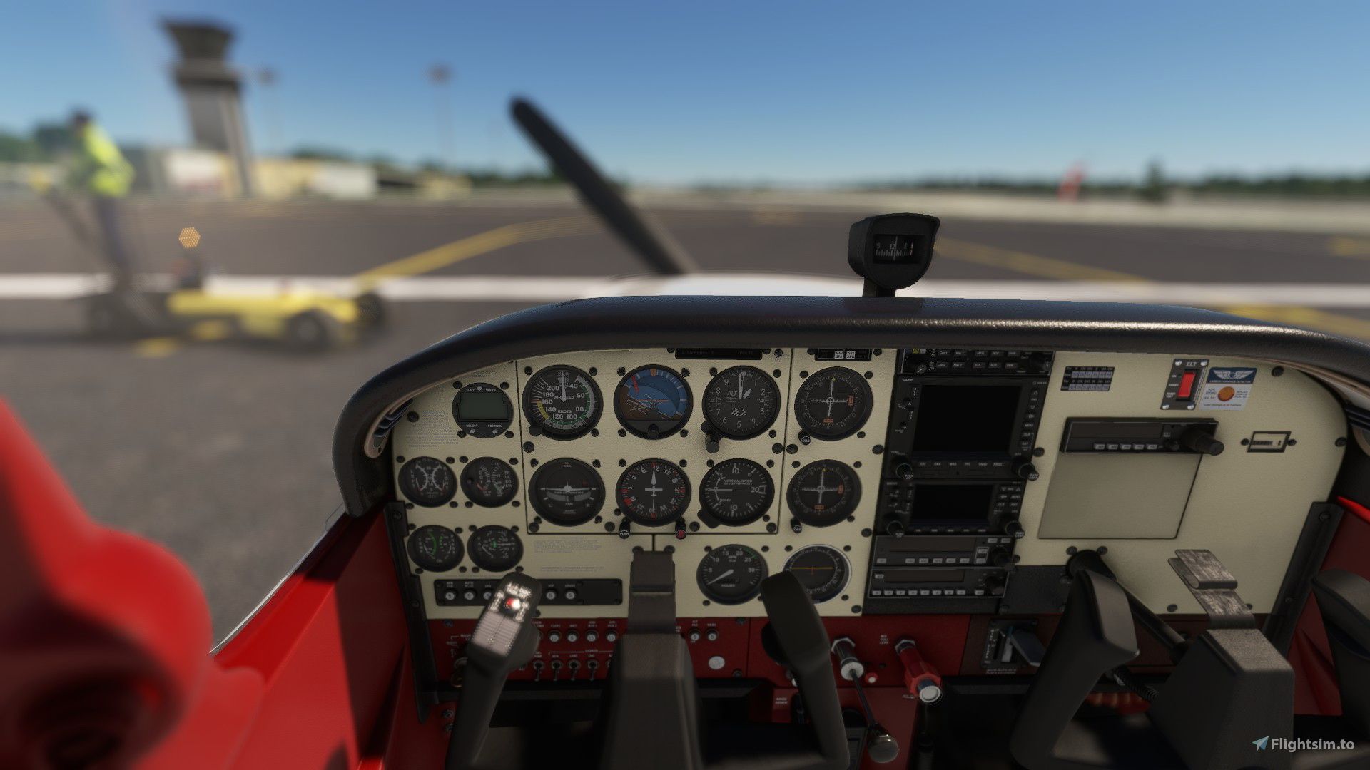 1920x1080 Beige and red interior for the Cessna 172 classic. cockpit textures Liveries for MSFS