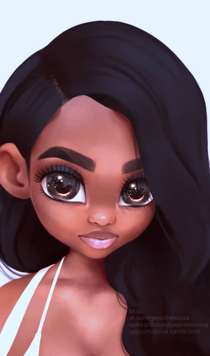 720x1221 Download Anime Black Girl Baddie With Black Hair Wallpaper