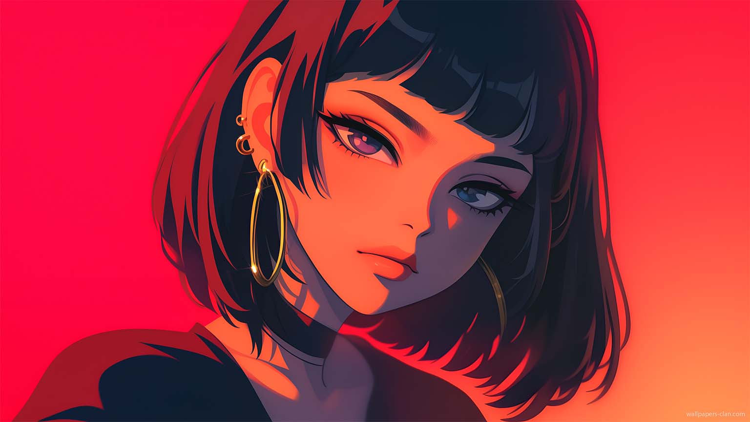 1536x864 Anime Baddie Girl Red Glow Wallpaper 4K Girl Wallpaper 4k
