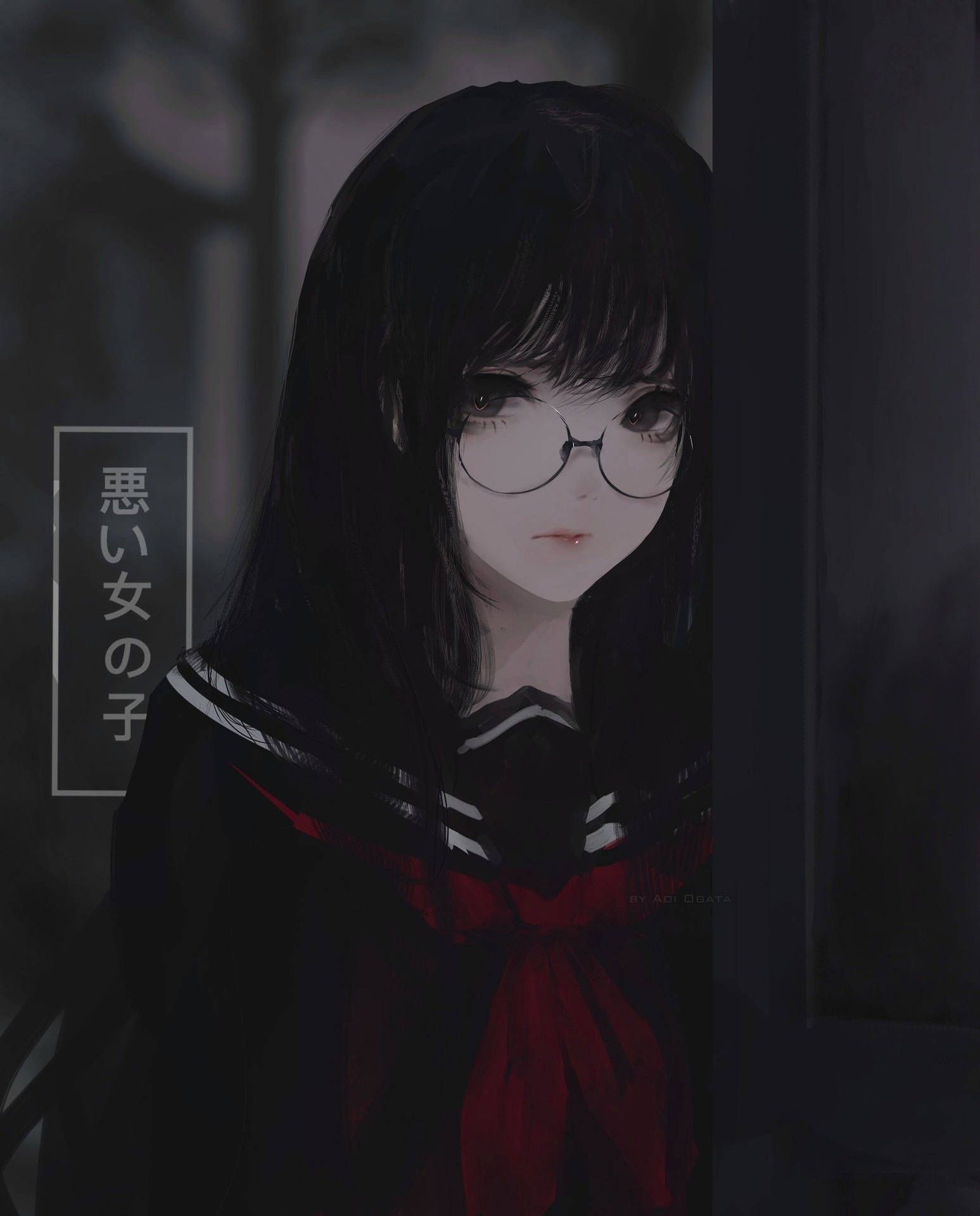 1547x1920 Bad Girl Anime Glasses Sailor Uniform Wallpaper