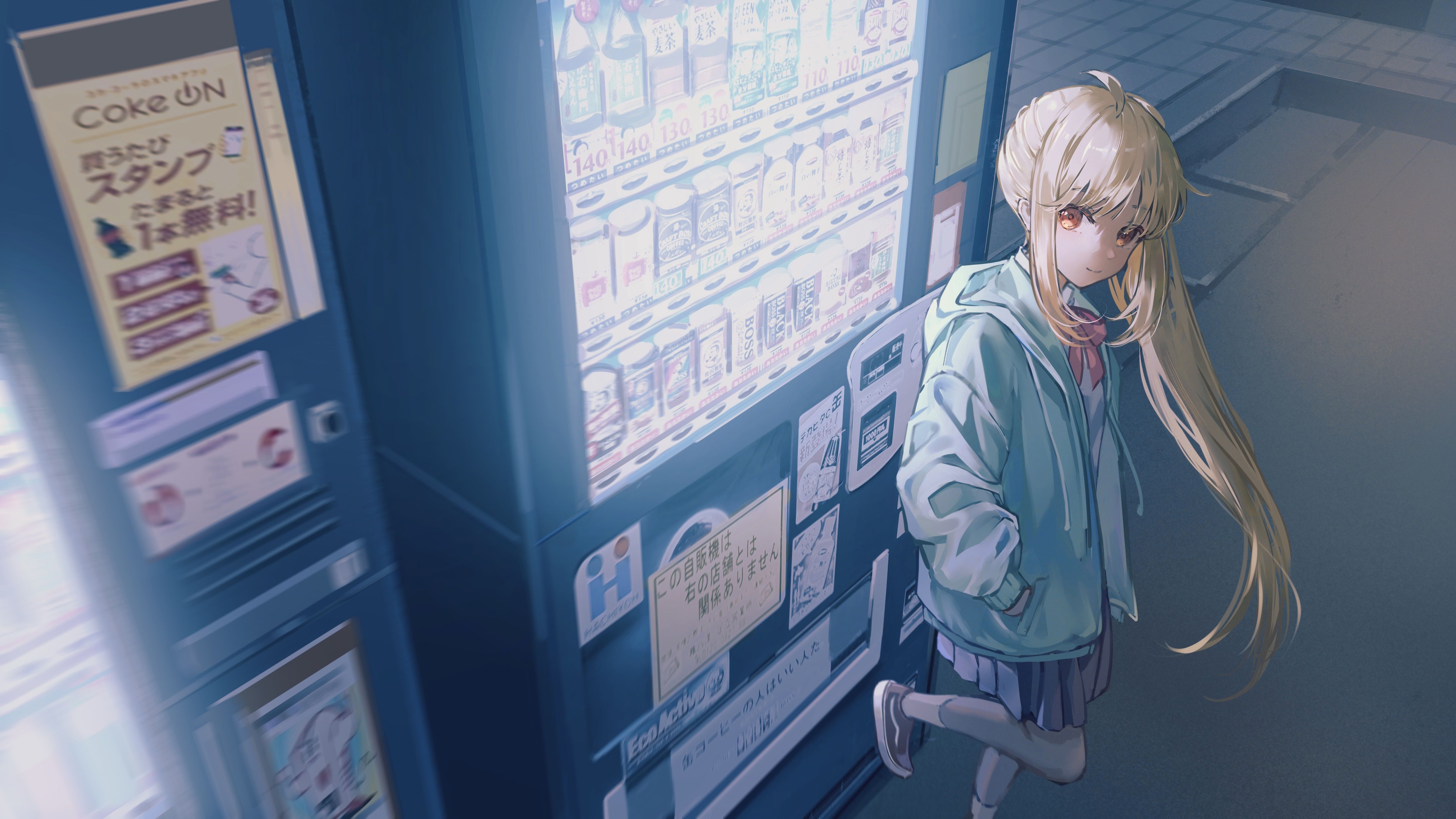 5198x2924 Wallpaper girl, the evening, vending machine, Nijika Ijichi, BOCCHI THE ROCK! for mobile and desktop, section арт, resolution 5198x2924